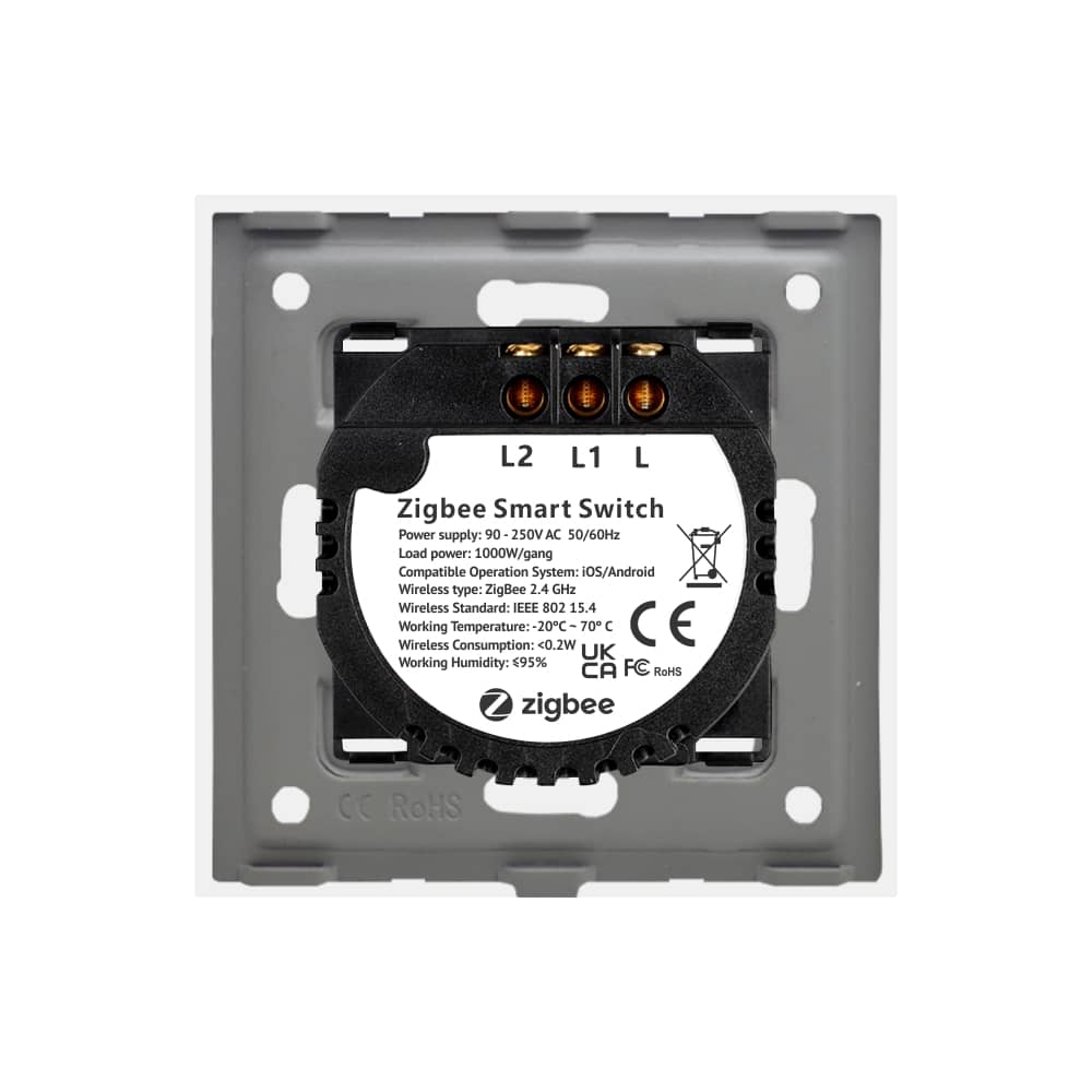 Intrerupator Dublu cu Touch din Sticla si Rama de Aluminiu LUXION, protocol ZigBee — imaginea 4