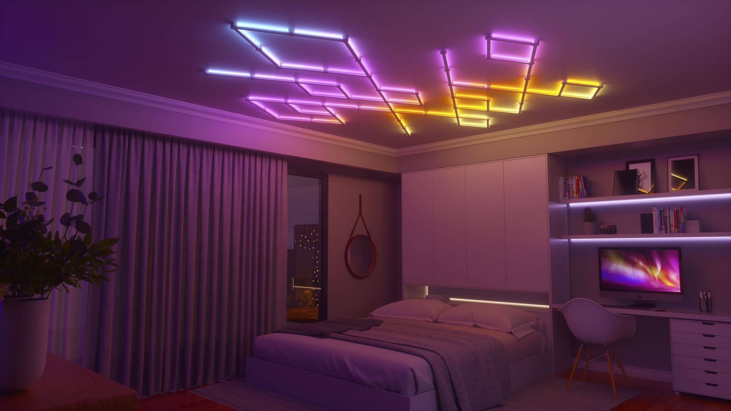 Kit extensie 3 panouri pentru Nanoleaf Lines Expansion Pack, Wi-Fi, Senzor muzica, Control vocal — imaginea 3