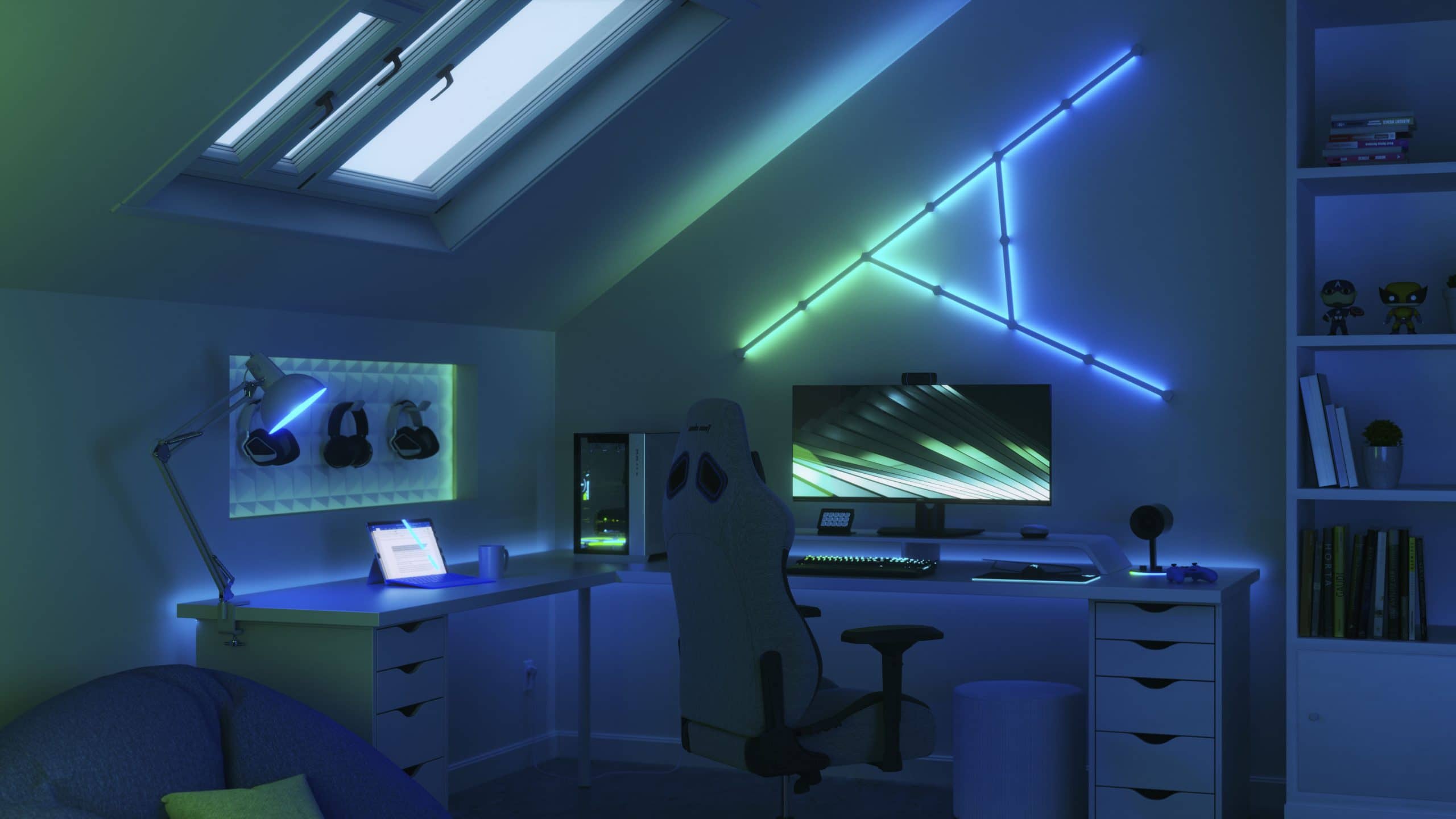 Kit extensie 3 panouri pentru Nanoleaf Lines Expansion Pack, Wi-Fi, Senzor muzica, Control vocal — imaginea 4