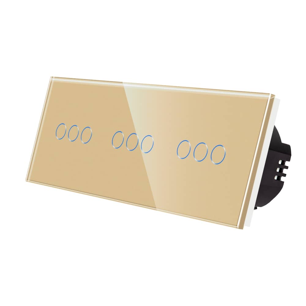 Intrerupator Triplu + Triplu + Triplu cu Touch din Sticla LUXION