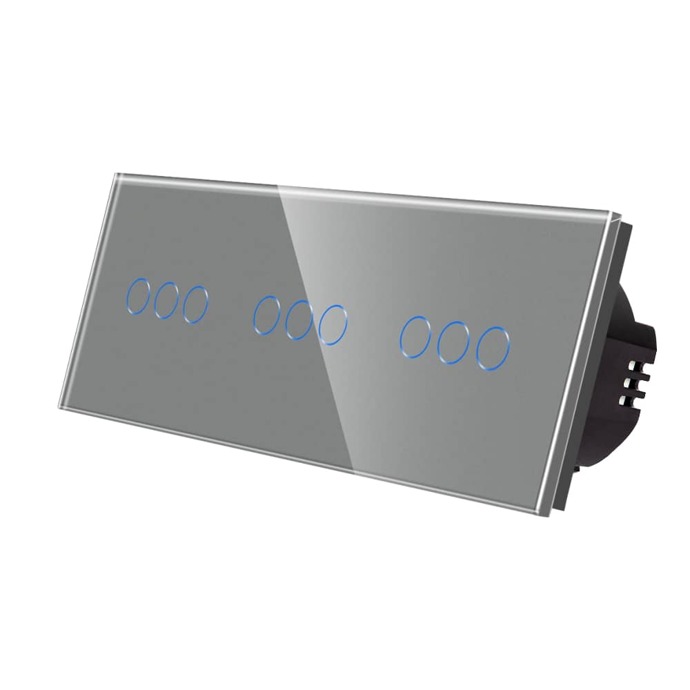 Intrerupator Triplu + Triplu + Triplu cu Touch din Sticla LUXION