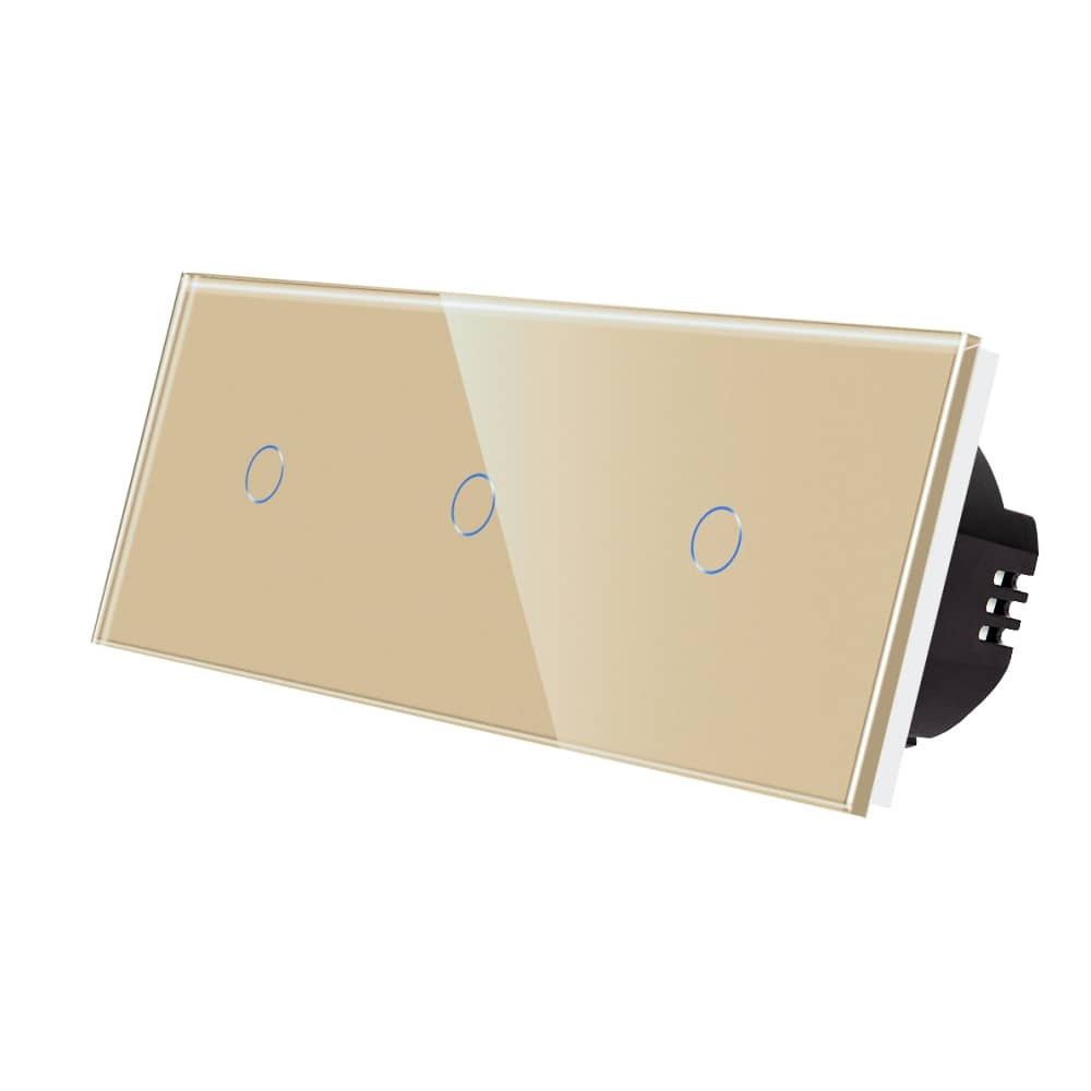 Intrerupator Simplu + Simplu + Simplu cu Touch din Sticla LUXION