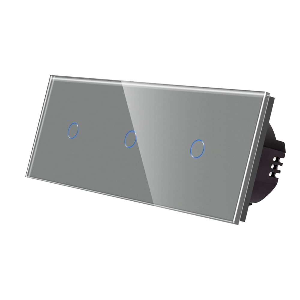 Intrerupator Simplu + Simplu + Simplu cu Touch din Sticla LUXION