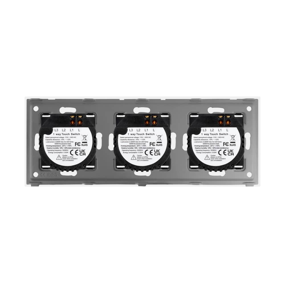 Intrerupator Simplu + Simplu + Simplu cu Touch din Sticla LUXION — imaginea 4