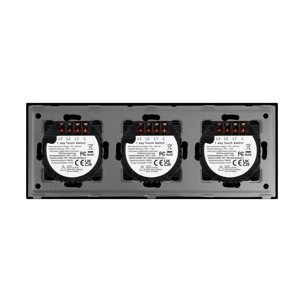 Intrerupator Triplu + Triplu + Triplu cu Touch din Sticla LUXION — imaginea 4