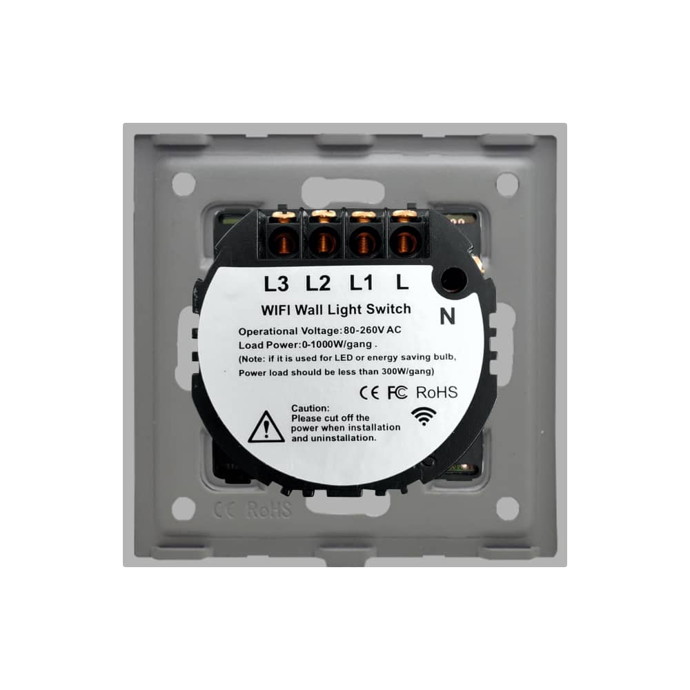 Intrerupator Triplu Wi-Fi + RF433 cu Touch din Sticla LUXION — imaginea 4