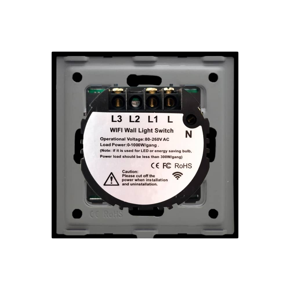 Intrerupator Dublu Wi-Fi + RF433 cu Touch din Sticla LUXION — imaginea 4