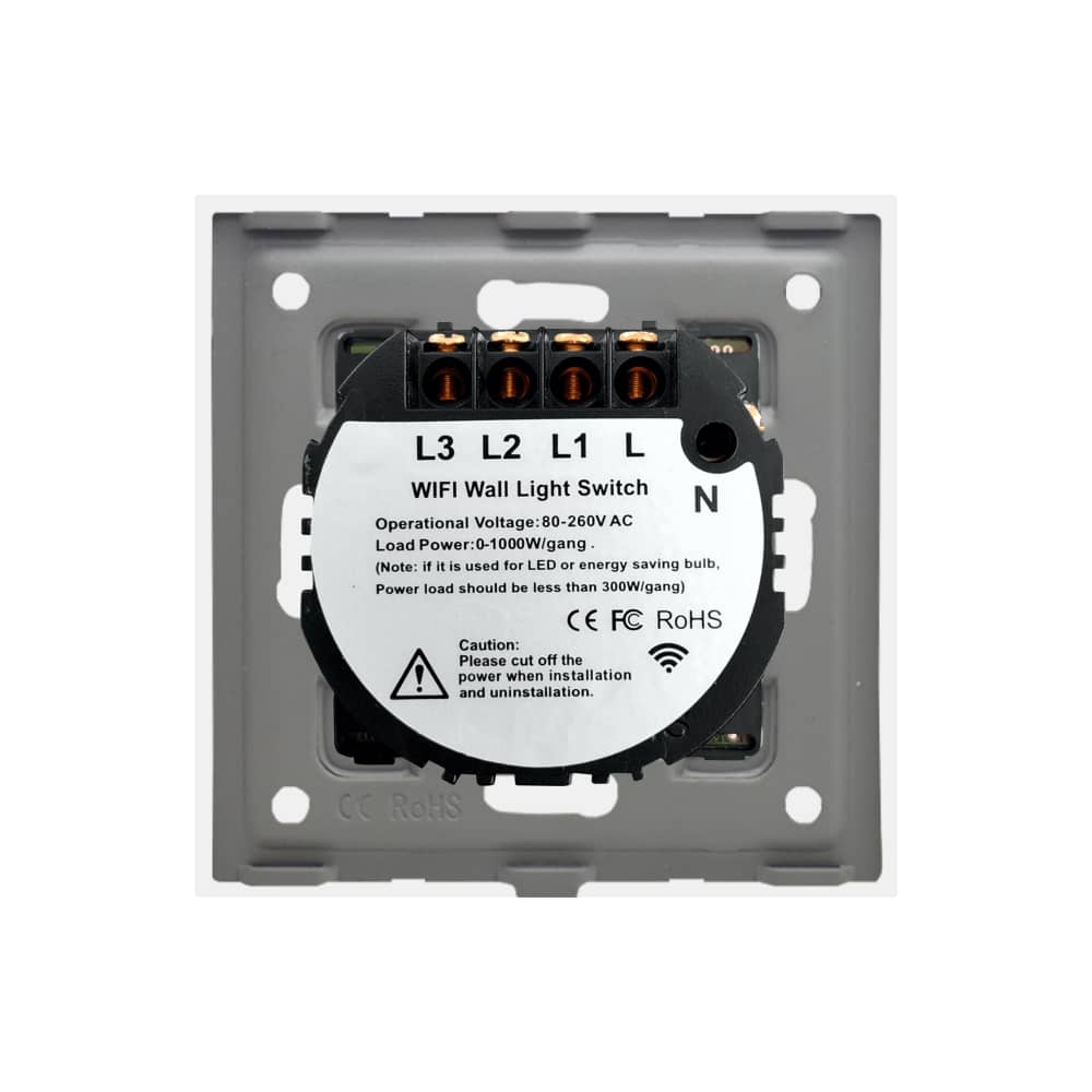 Intrerupator Triplu Wi-Fi + RF433 cu Touch din Sticla LUXION — imaginea 4