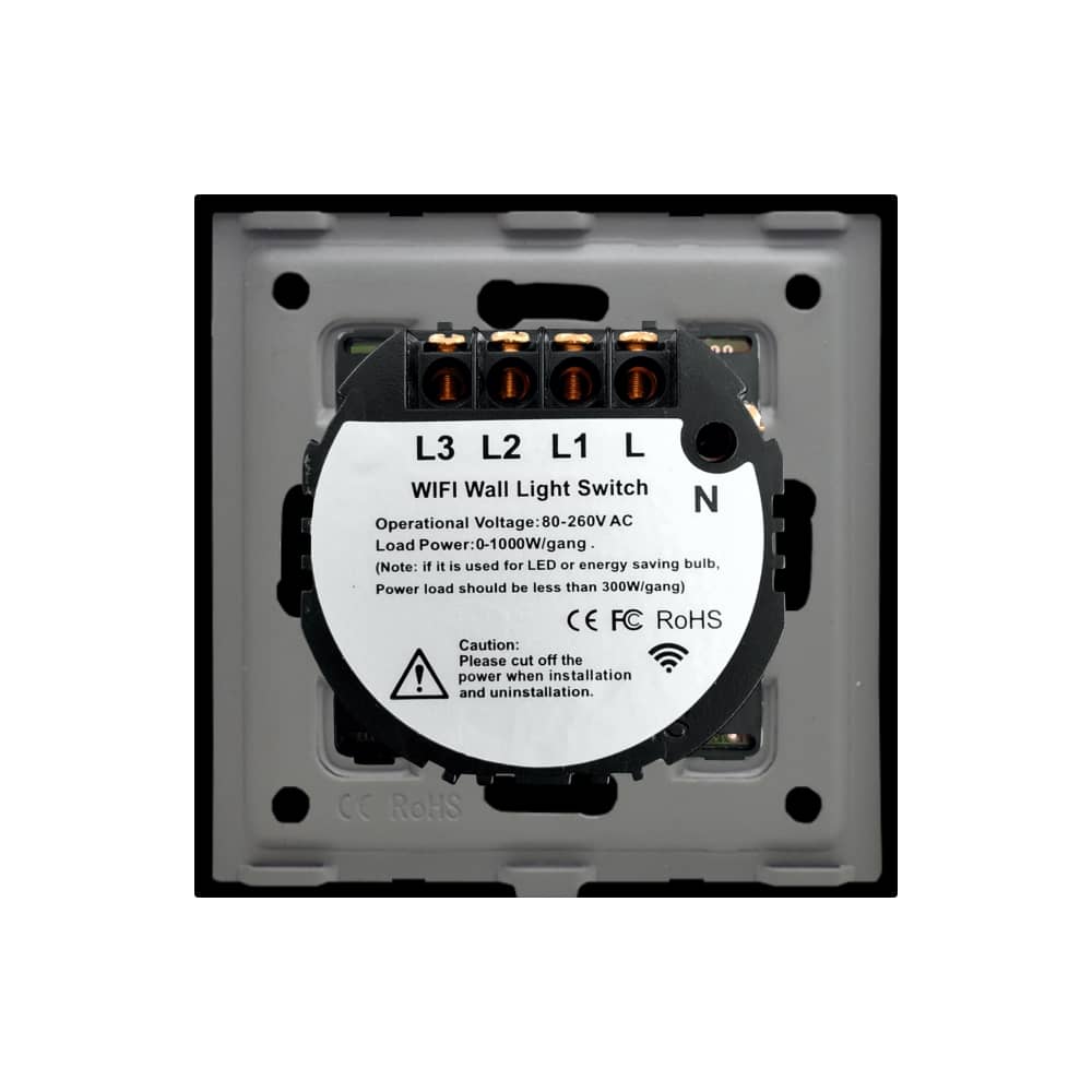 Intrerupator Triplu Wi-Fi + RF433 cu Touch din Sticla LUXION — imaginea 4