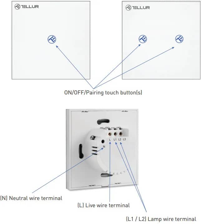 Intrerupator Simplu Wi-Fi cu Touch din Sticla Tellur, SS1N, 1 Port — imaginea 2