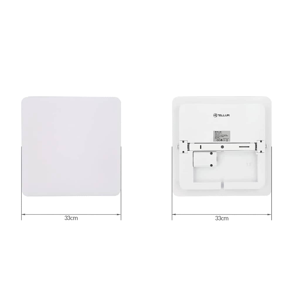 Plafoniera inteligenta LED RGB Tellur, Control vocal, 24W, Wi-Fi, 33 cm, Forma patrata — imaginea 3