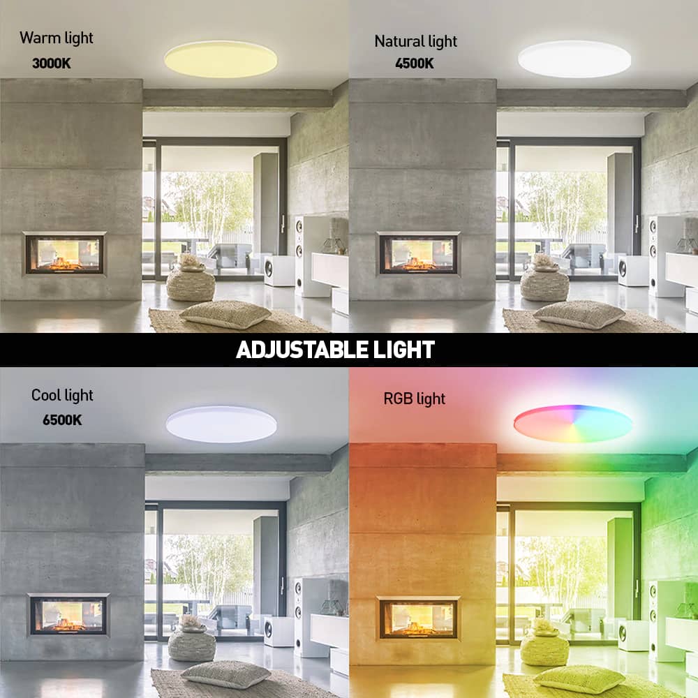 Plafoniera inteligenta LED RGB Tellur, Control vocal, 24W, Wi-Fi, Forma rotunda, 33 cm — imaginea 5