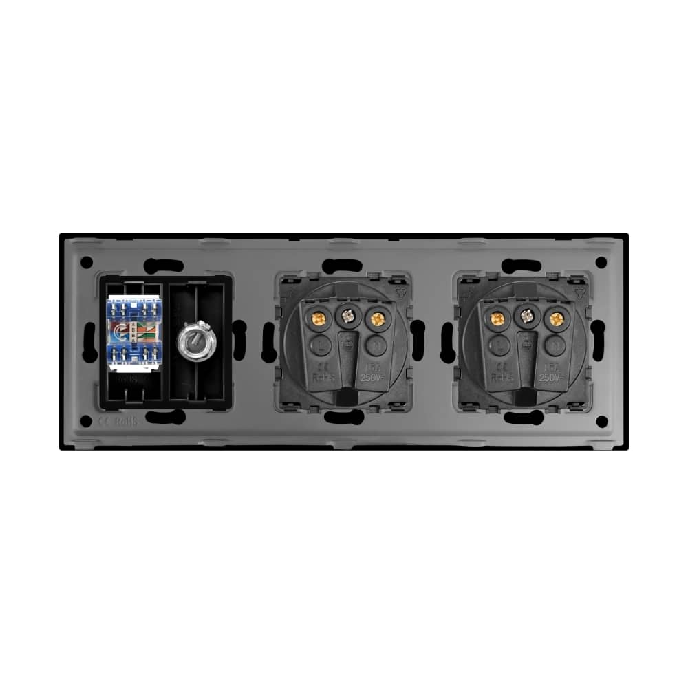 Priza Dubla Schuko + TV + Internet cu Rama Din Sticla LUXION — imaginea 4