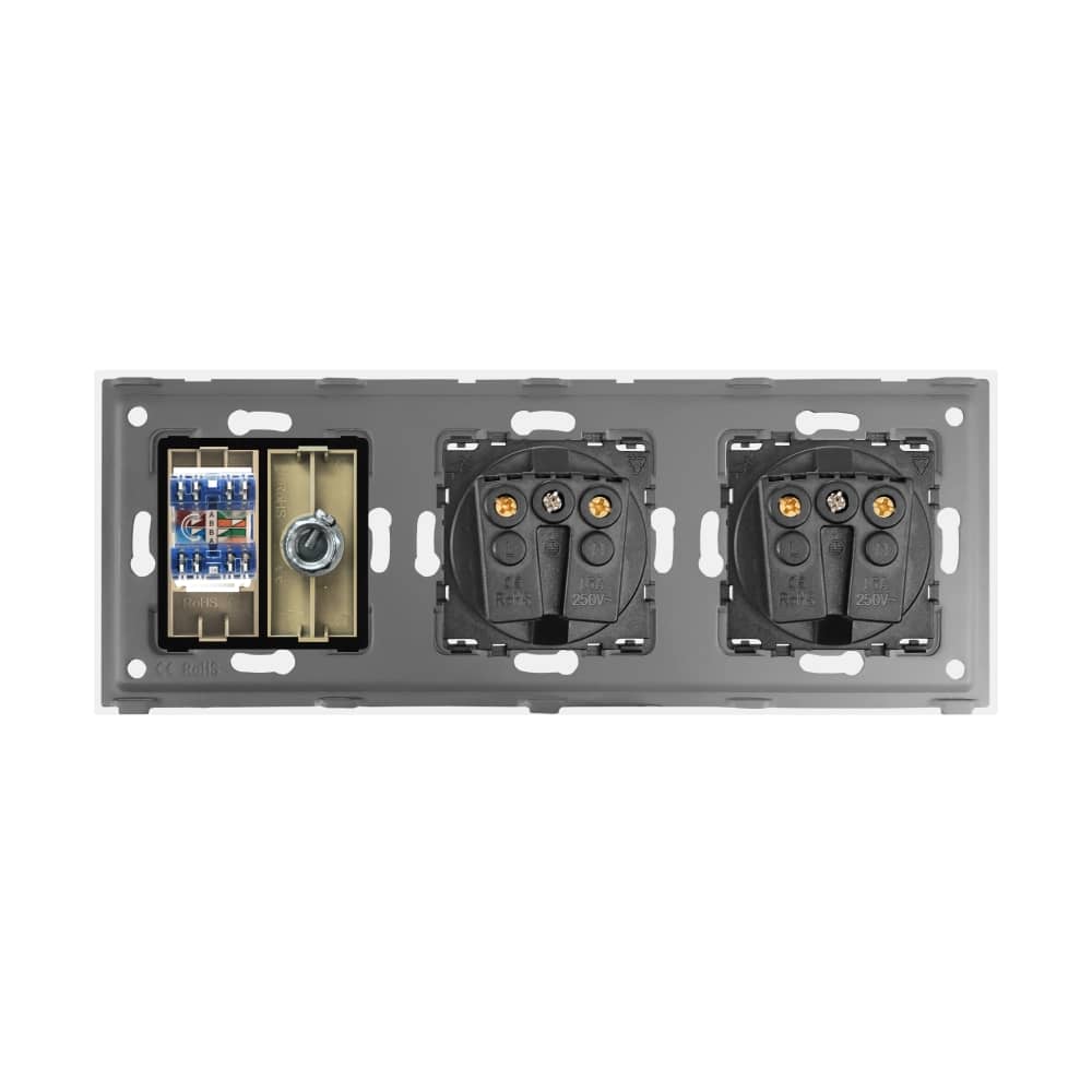 Priza Dubla Schuko + TV + Internet cu Rama Din Sticla LUXION — imaginea 4