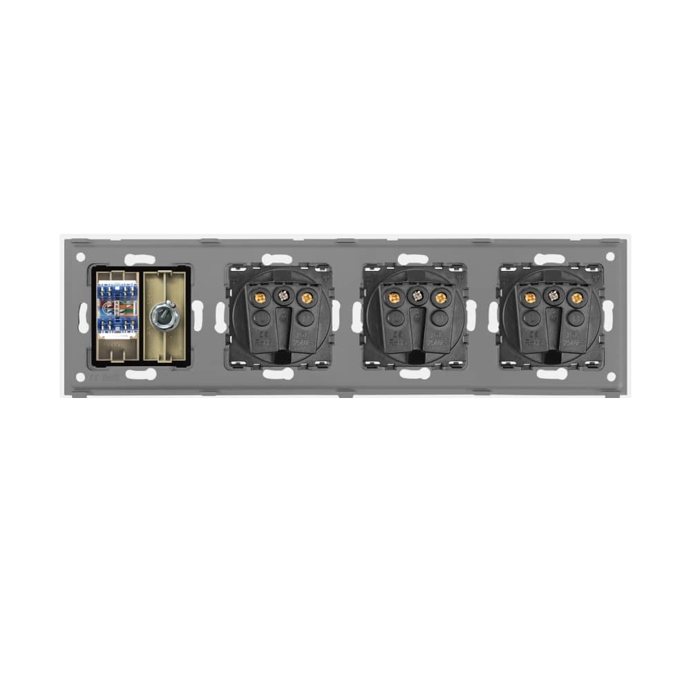 Priza Tripla Schuko + TV + Internet cu Rama Din Sticla LUXION — imaginea 4