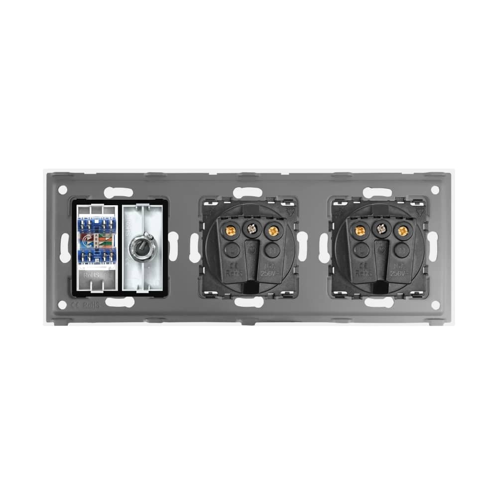 Priza Dubla Schuko + TV + Internet cu Rama Din Sticla LUXION — imaginea 4