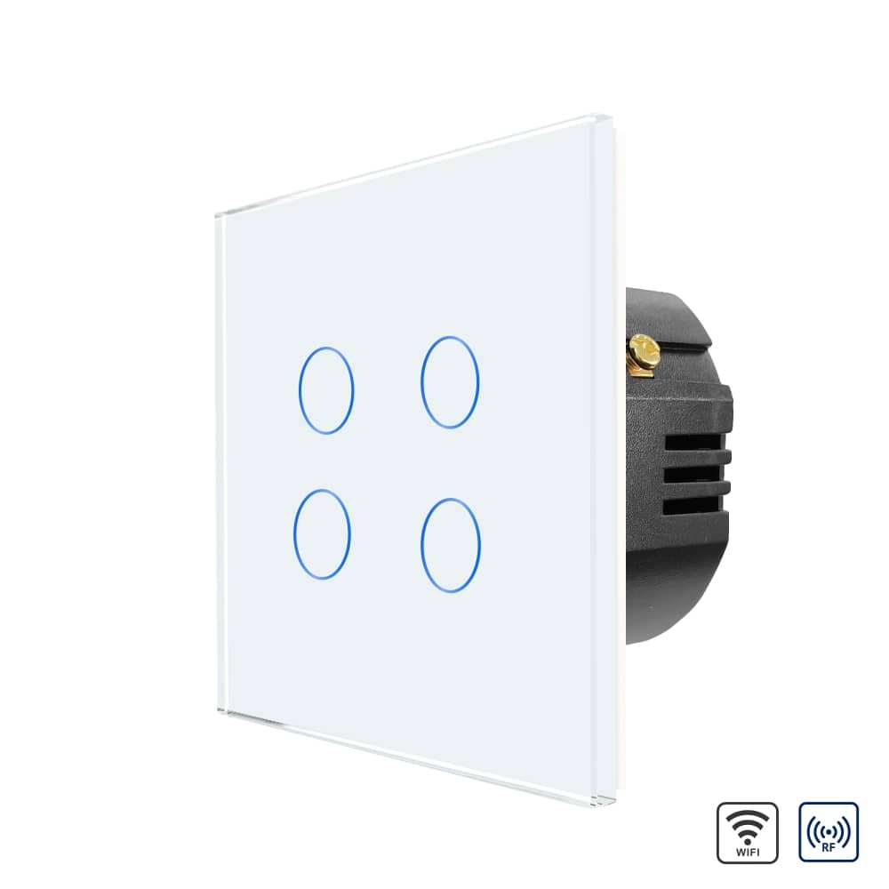 Intrerupator Cvadruplu Wi-Fi + RF433 cu Touch din Sticla LUXION — imaginea 1
