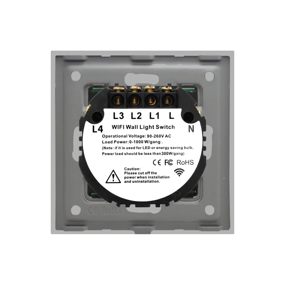 Intrerupator Cvadruplu Wi-Fi + RF433 cu Touch din Sticla LUXION — imaginea 4