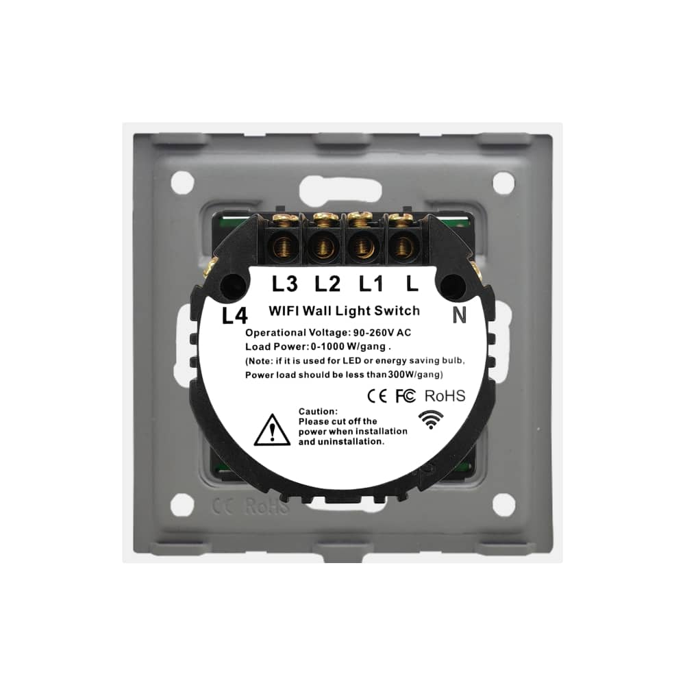 Intrerupator Cvadruplu Wi-Fi + RF433 cu Touch din Sticla LUXION — imaginea 4