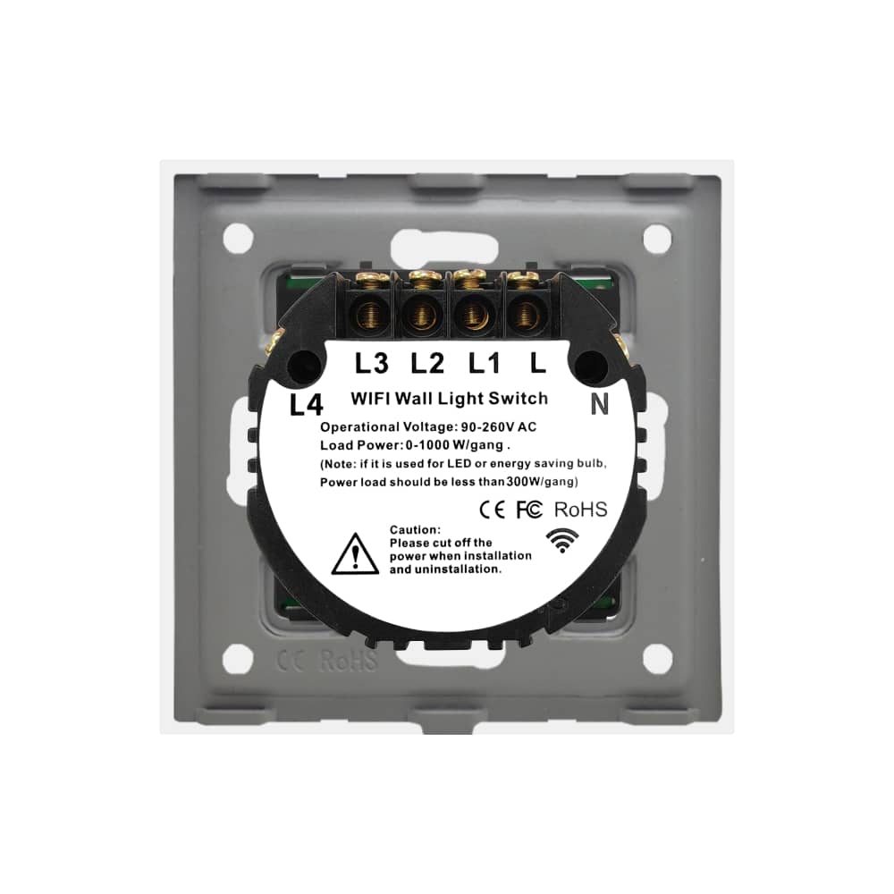 Intrerupator Cvadruplu Wi-Fi + RF433 cu Touch din Sticla LUXION — imaginea 4