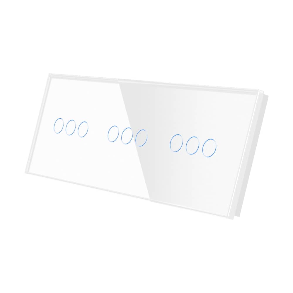 Panou Intrerupator Triplu + Triplu + Triplu cu Touch Din Sticla LUXION — imaginea 1