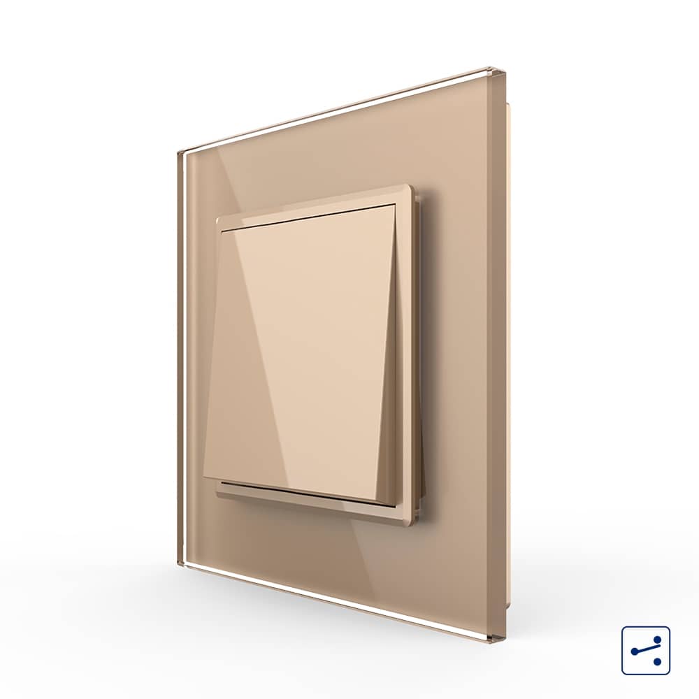 Intrerupator Simplu Mecanic si Cap Scara , 2 Module LIVOLO cu Rama din Sticla - Serie Noua