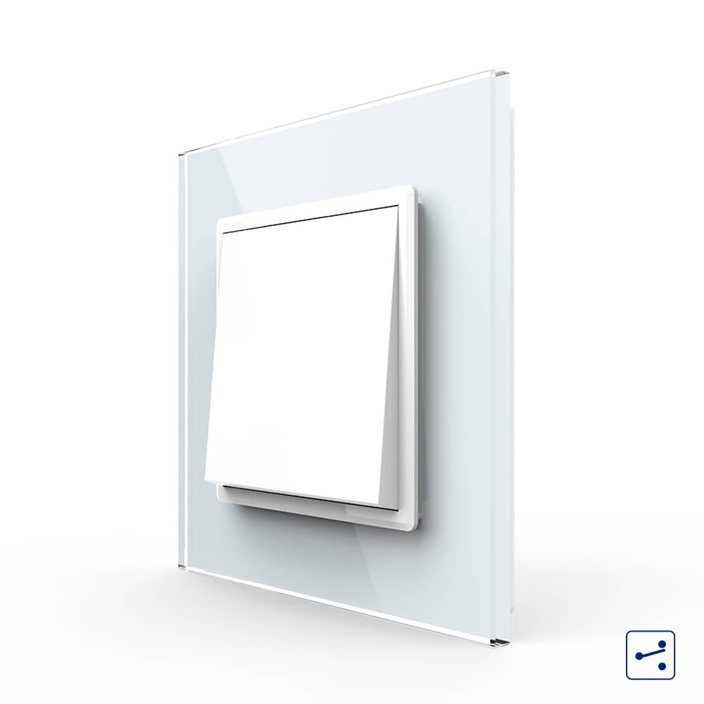 Intrerupator Simplu Mecanic Cap Cruce, 2 Module LIVOLO cu Rama din Sticla - Serie Noua