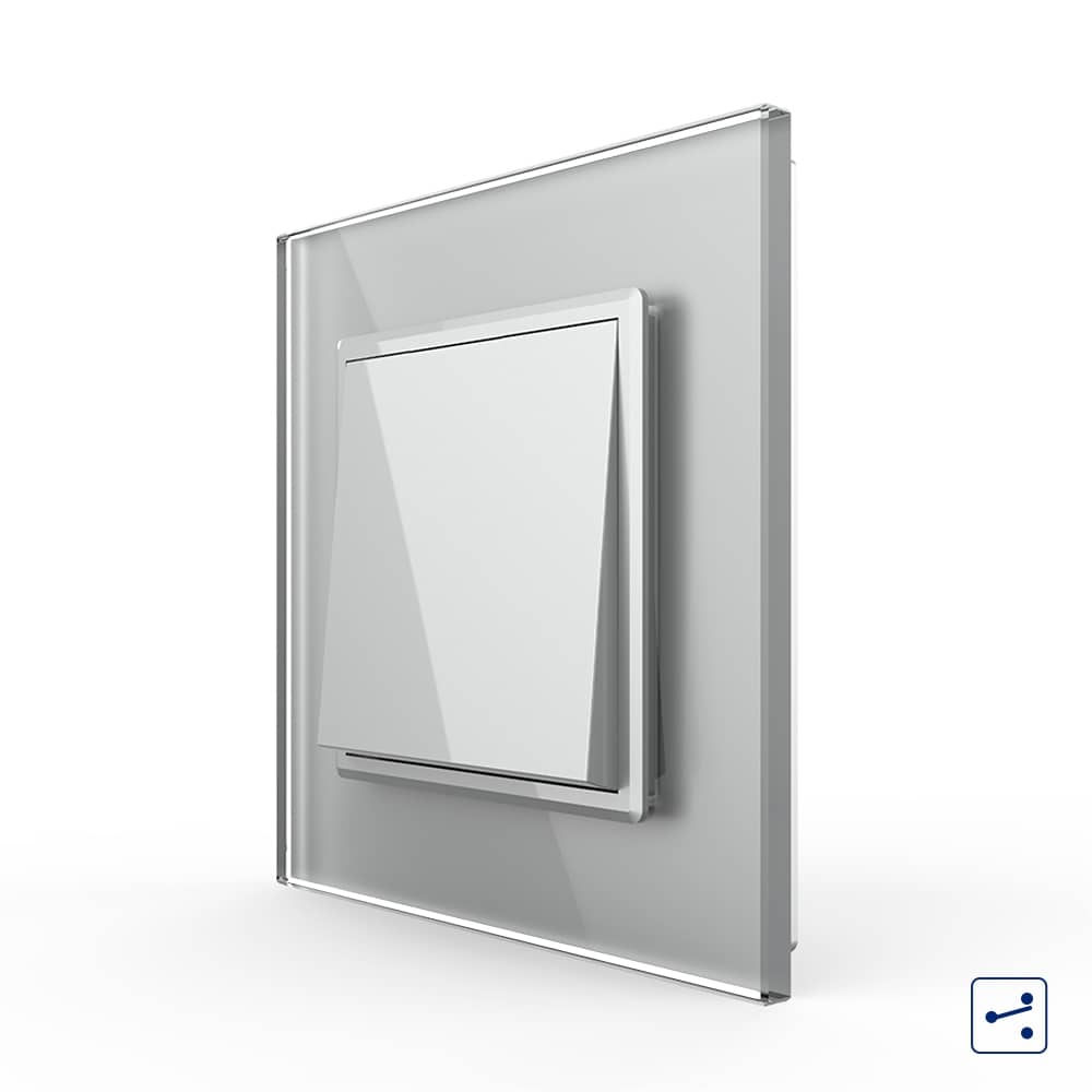 Intrerupator Simplu Mecanic Cap Cruce, 2 Module LIVOLO cu Rama din Sticla - Serie Noua
