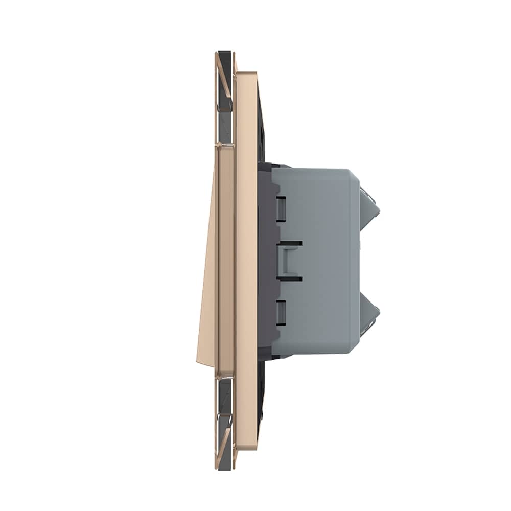 Intrerupator Simplu Mecanic Cap Cruce, 2 Module LIVOLO cu Rama din Sticla - Serie Noua — imaginea 3