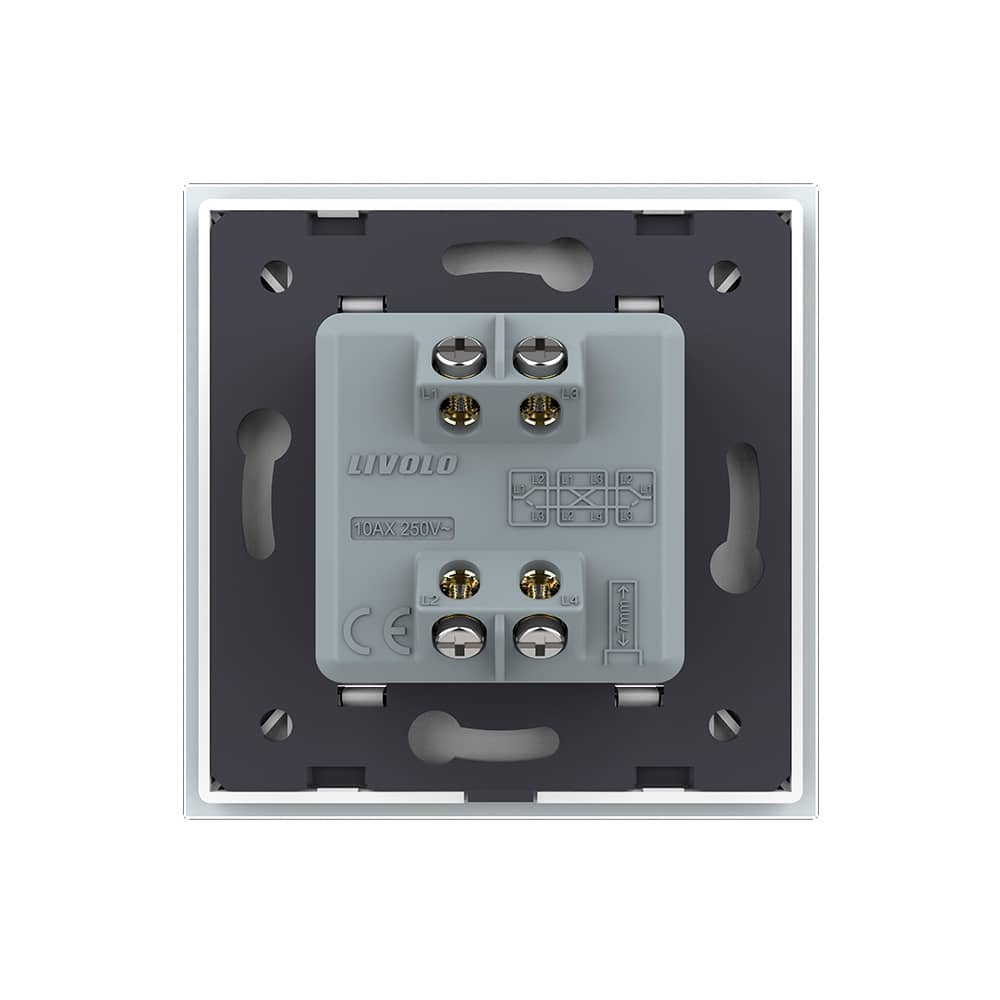 Intrerupator Simplu Mecanic Cap Cruce, 2 Module LIVOLO cu Rama din Sticla - Serie Noua — imaginea 4