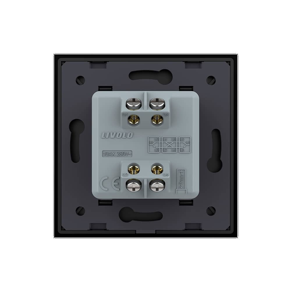 Intrerupator Simplu Mecanic Cap Cruce, 2 Module LIVOLO cu Rama din Sticla - Serie Noua — imaginea 4