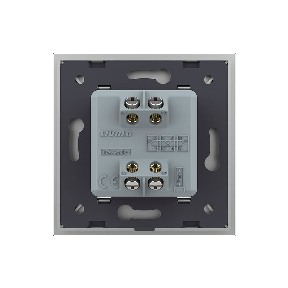 Intrerupator Simplu Mecanic Cap Cruce, 2 Module LIVOLO cu Rama din Sticla - Serie Noua — imaginea 4