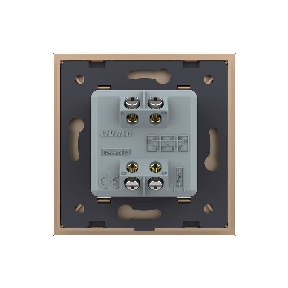 Intrerupator Simplu Mecanic Cap Cruce, 2 Module LIVOLO cu Rama din Sticla - Serie Noua — imaginea 4