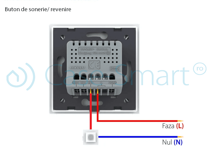 Schemă electrică: Buton de sonerie / revenire