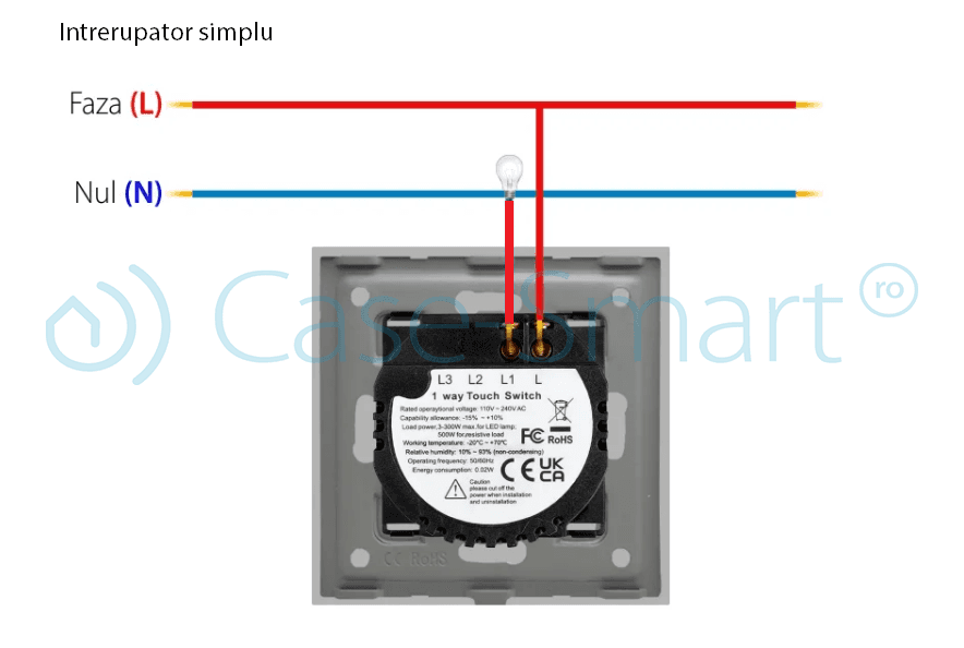 Schemă electrică: Întrerupător simplu cu touch