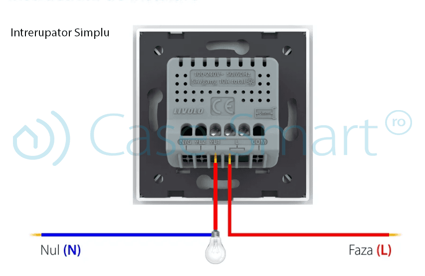 Schemă electrică: Întrerupător simplu cu touch