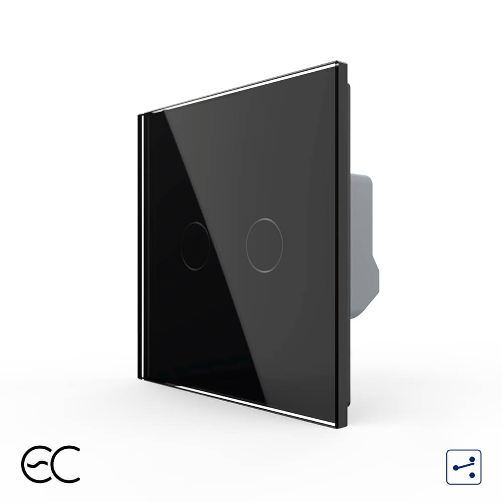 Intrerupator Dublu Cap Scara / Cruce cu Touch LIVOLO din Sticla - Protocol ZigBee EC