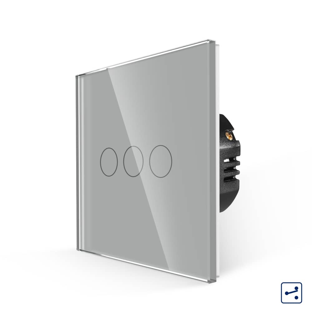 Intrerupator Triplu Cap Scara cu Touch din Sticla LUXION, Serie A
