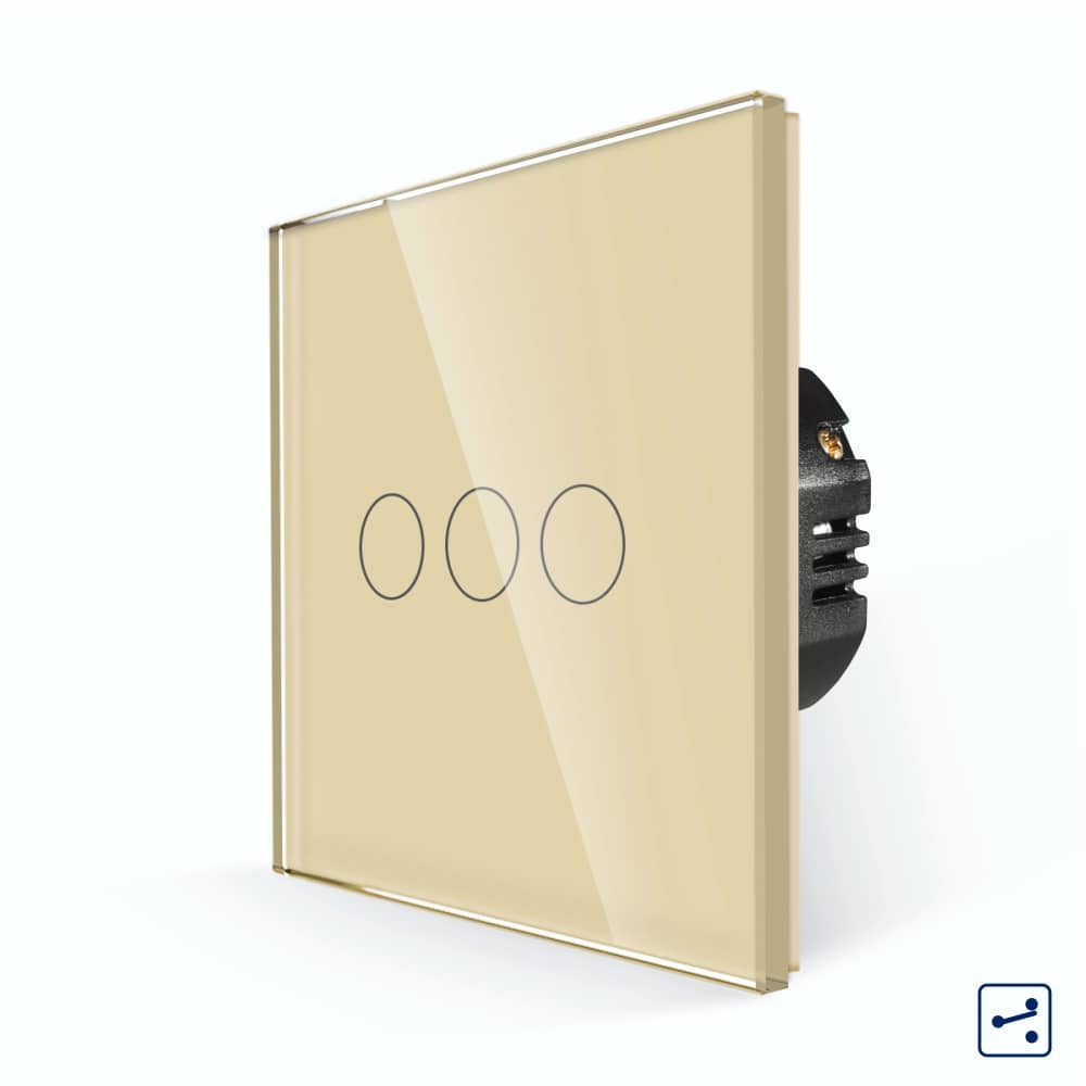 Intrerupator Triplu Cap Scara cu Touch din Sticla LUXION, Serie A