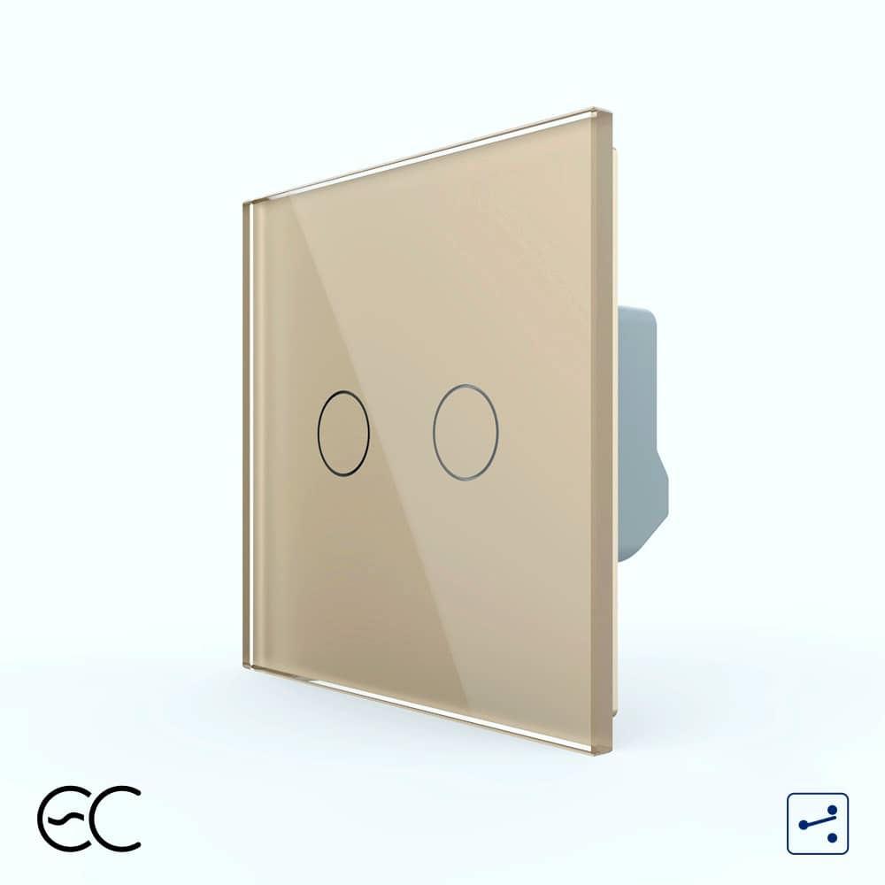 Intrerupator Dublu Cap Scara / Cruce cu Touch LIVOLO din Sticla - Protocol ZigBee EC