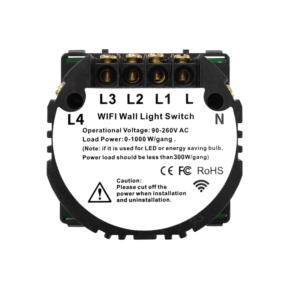 Modul Intrerupator Cvadruplu Wi-Fi + RF433 cu Touch LUXION — imaginea 4