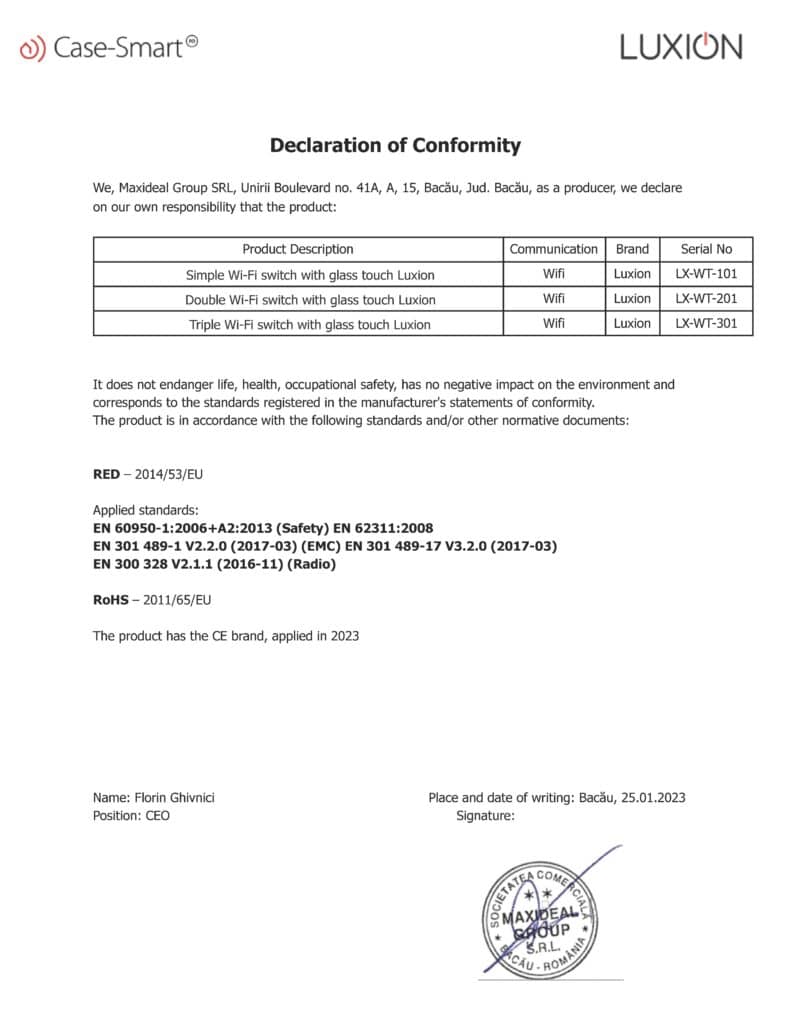 Declaration of conformity: Wi-Fi (EN)