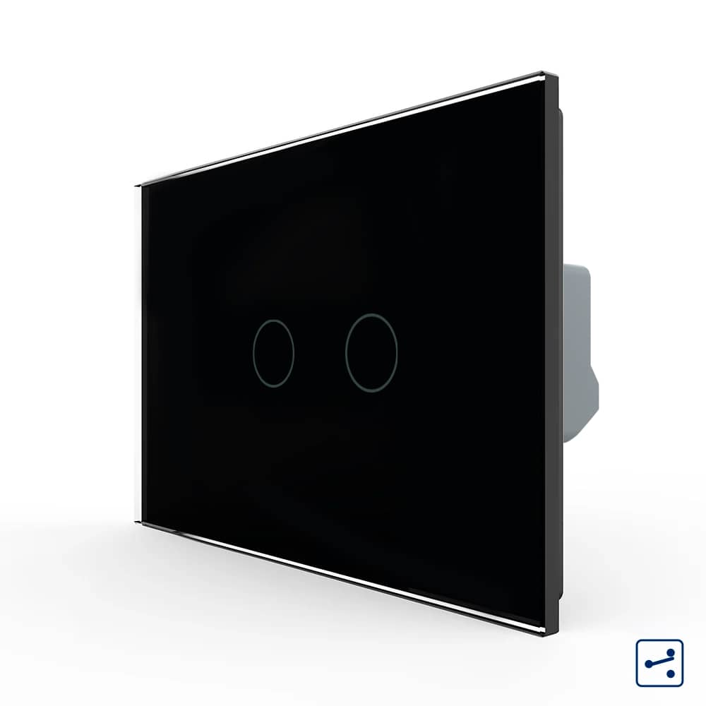 Intrerupator Dublu Cap Scara / Cruce cu Touch LIVOLO din Sticla – Standard Italian