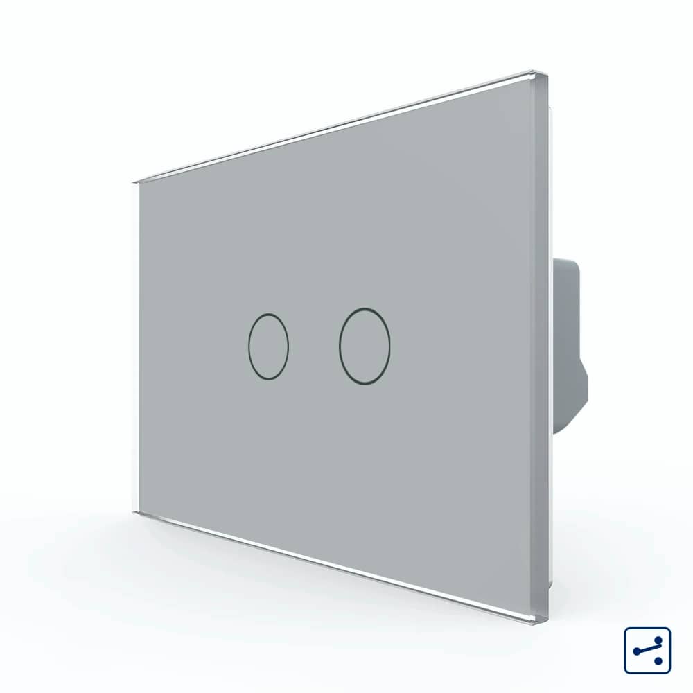 Intrerupator Dublu Cap Scara / Cruce cu Touch LIVOLO din Sticla – Standard Italian