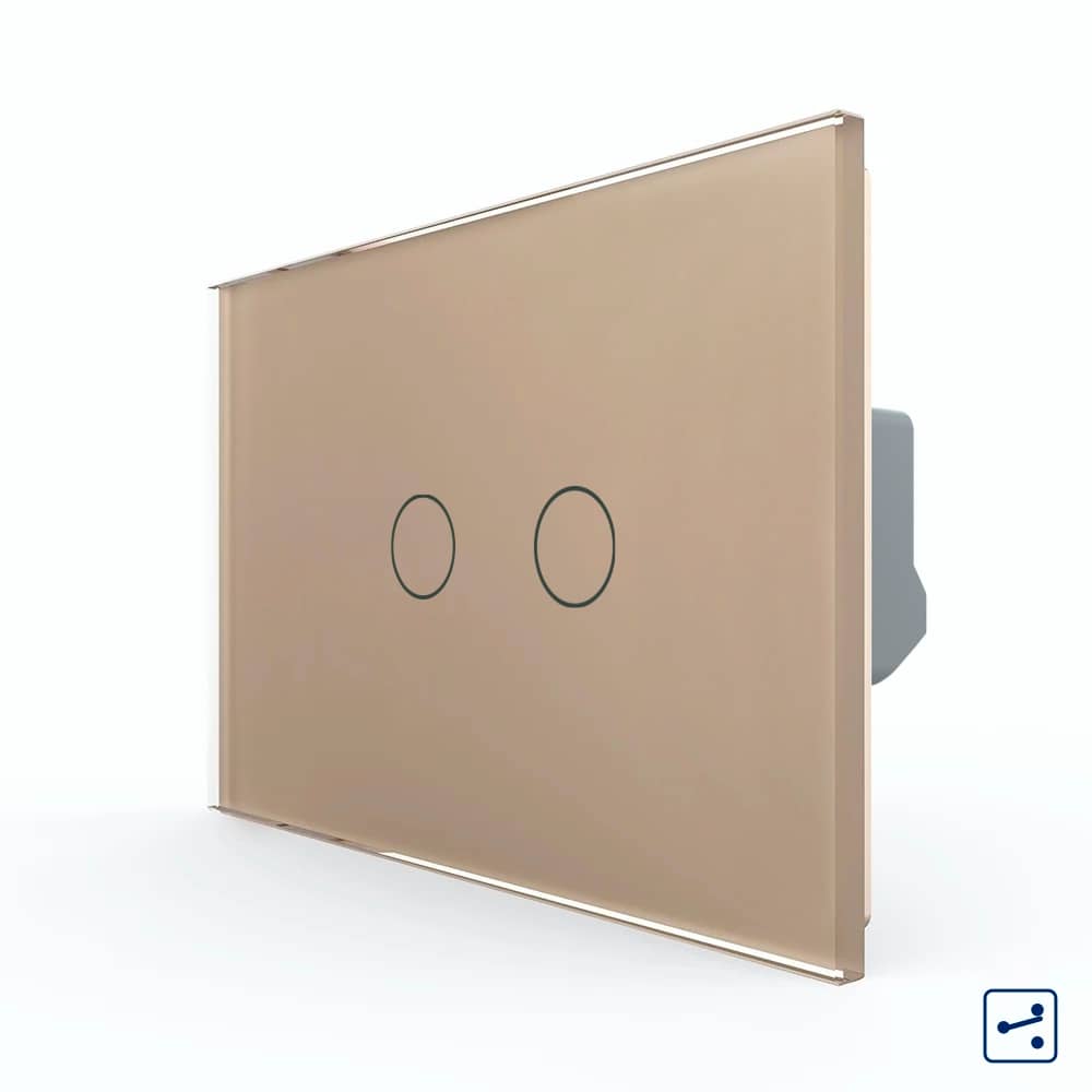 Intrerupator Dublu Cap Scara / Cruce cu Touch LIVOLO din Sticla – Standard Italian