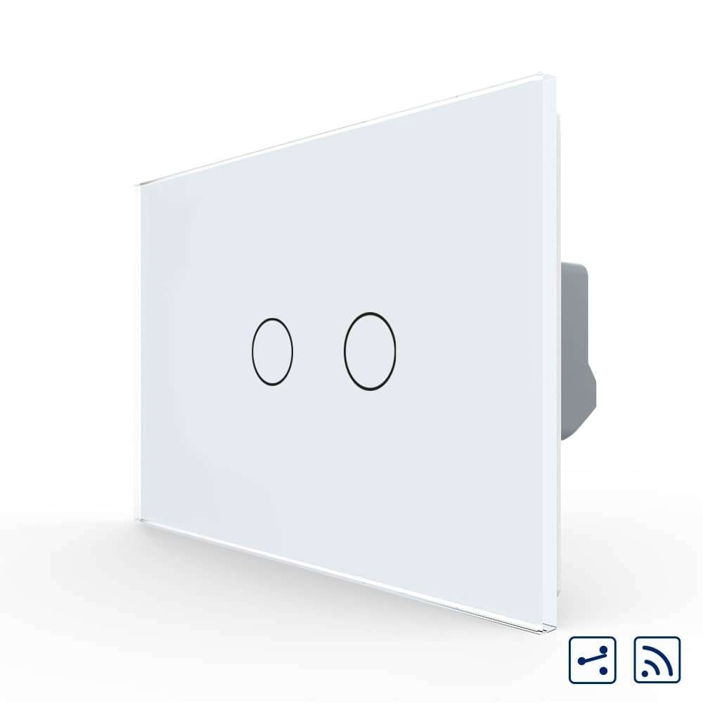 Intrerupator Dublu Cap Scara / Cruce Wireless cu Touch LIVOLO din Sticla – Standard Italian