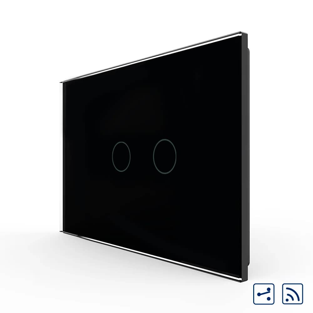 Intrerupator Dublu Cap Scara / Cruce Wireless cu Touch LIVOLO din Sticla – Standard Italian