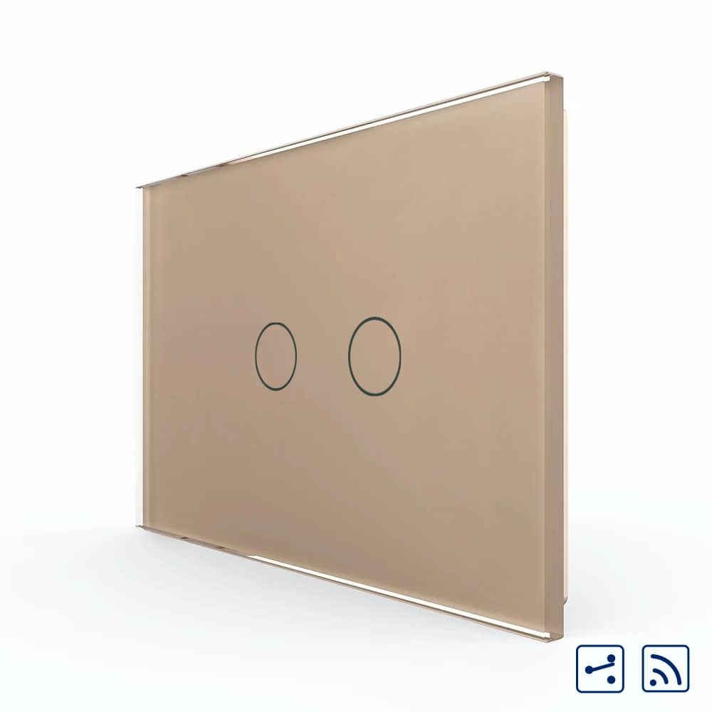 Intrerupator Dublu Cap Scara / Cruce Wireless cu Touch LIVOLO din Sticla – Standard Italian