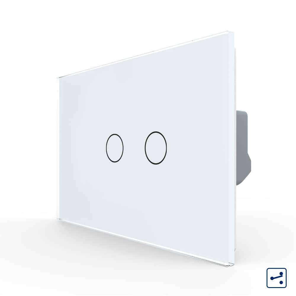 Intrerupator Dublu Cap Scara / Cruce cu Touch LIVOLO din Sticla – Standard Italian