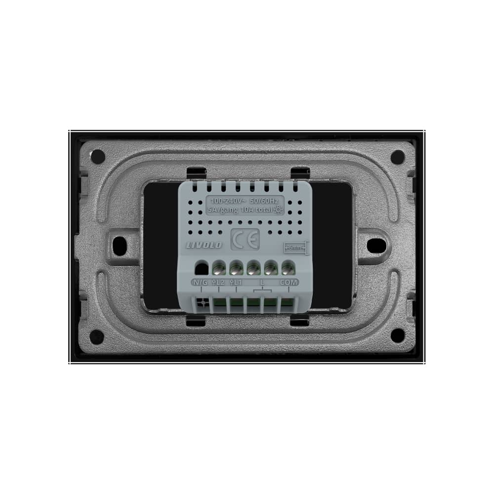 Intrerupator Dublu Cap Scara / Cruce Wireless cu Touch LIVOLO din Sticla – Standard Italian — imaginea 4